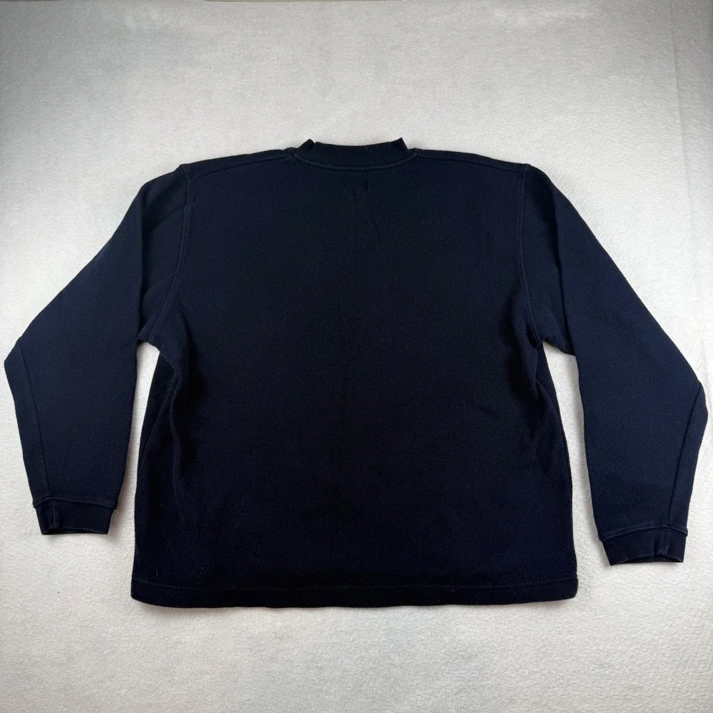 J.Crew Mens XL Navy Blue Cotton V-Neck Long Sleeve Textured Pullover Sweater